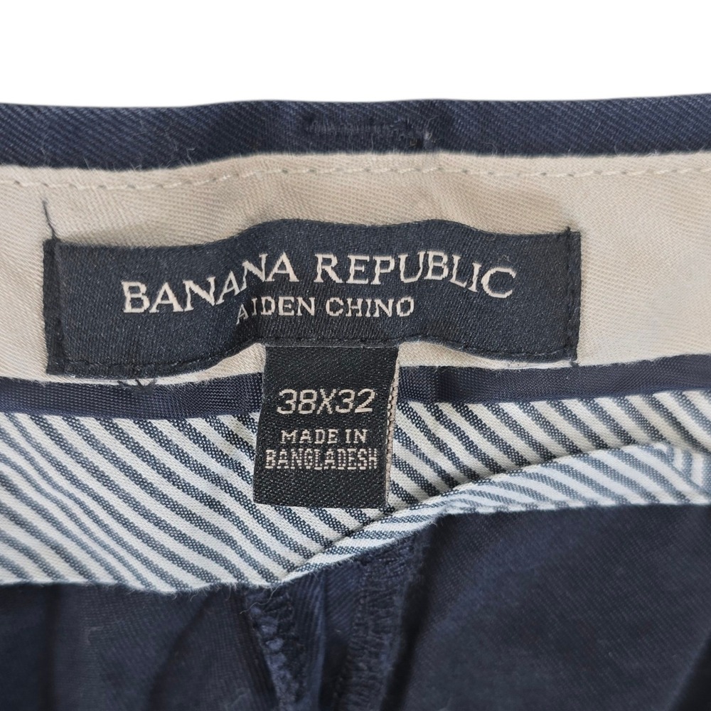 Banana Republic Aiden Chino Pants Mens 38x32 Navy Cotton Straight Flat Front - Picture 6 of 9